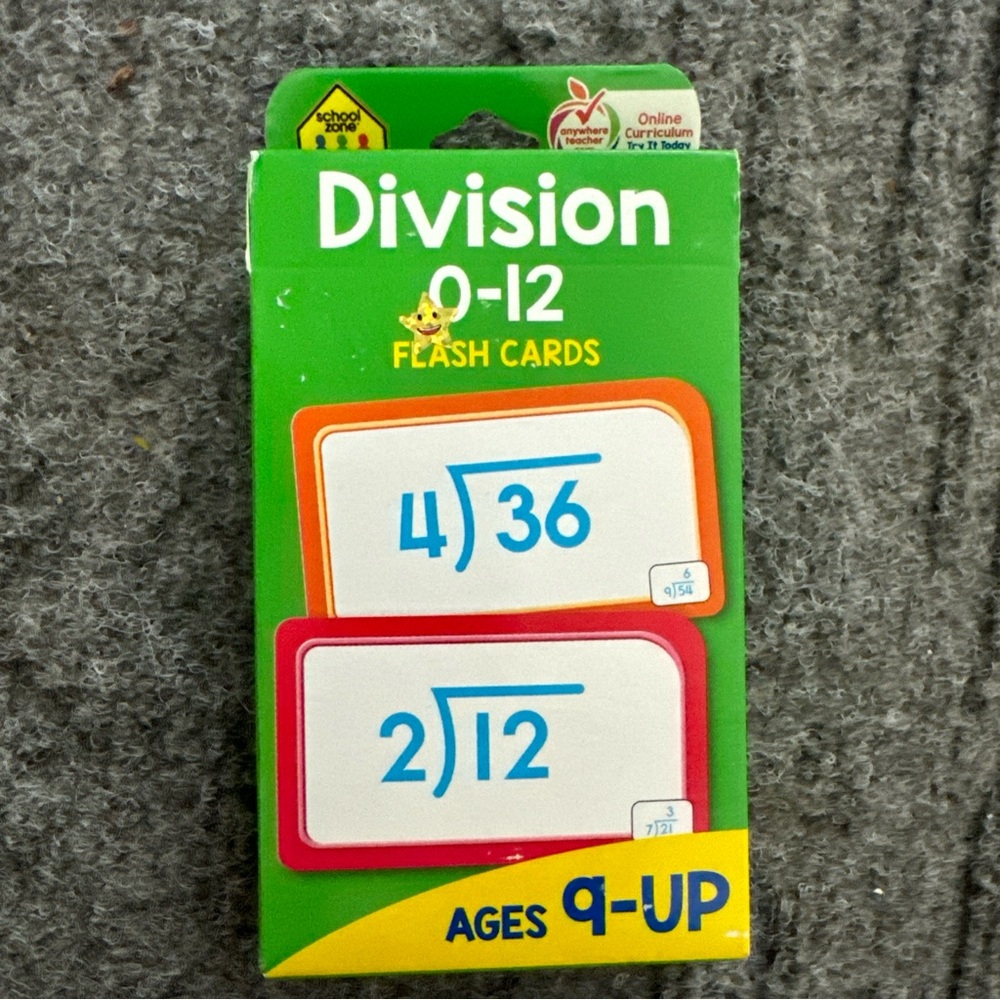 Division 0-12 Flash Cards by School Zone NEW